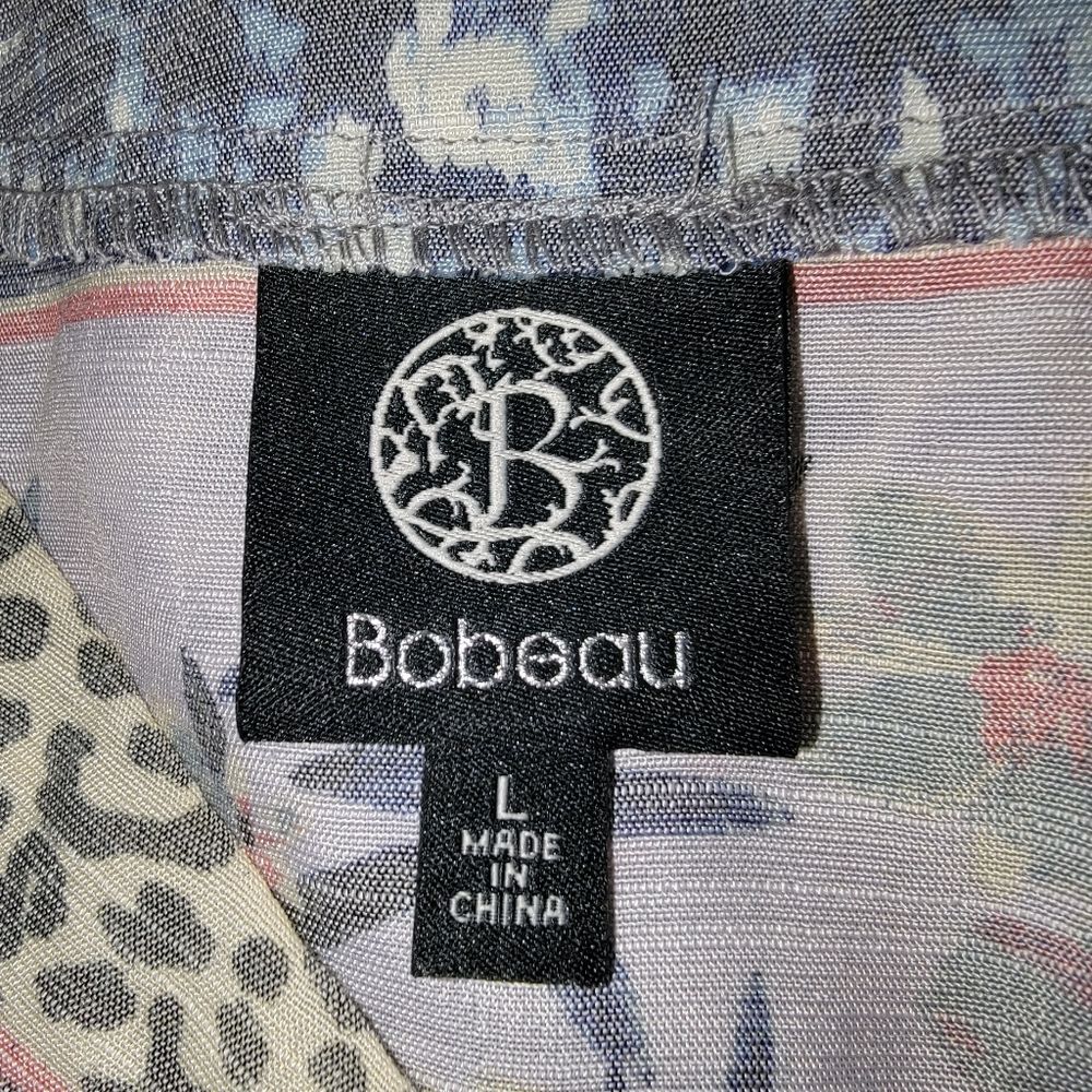 Bobeau Nwot floral leopard print rayon blend knit hem shirt top size Large - Picture 6 of 7